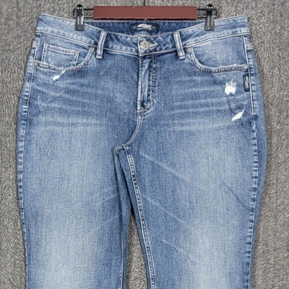 Silver Jeans Co Jeans Womens 16/31 Blue Avery Slim Boot Distressed Stretch Denim - Picture 2 of 13